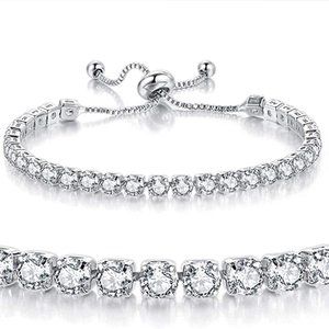 Women White Gold Plated Diamond AAA+ Cubic Zirconia CZ Dainty Classic Adjustable
